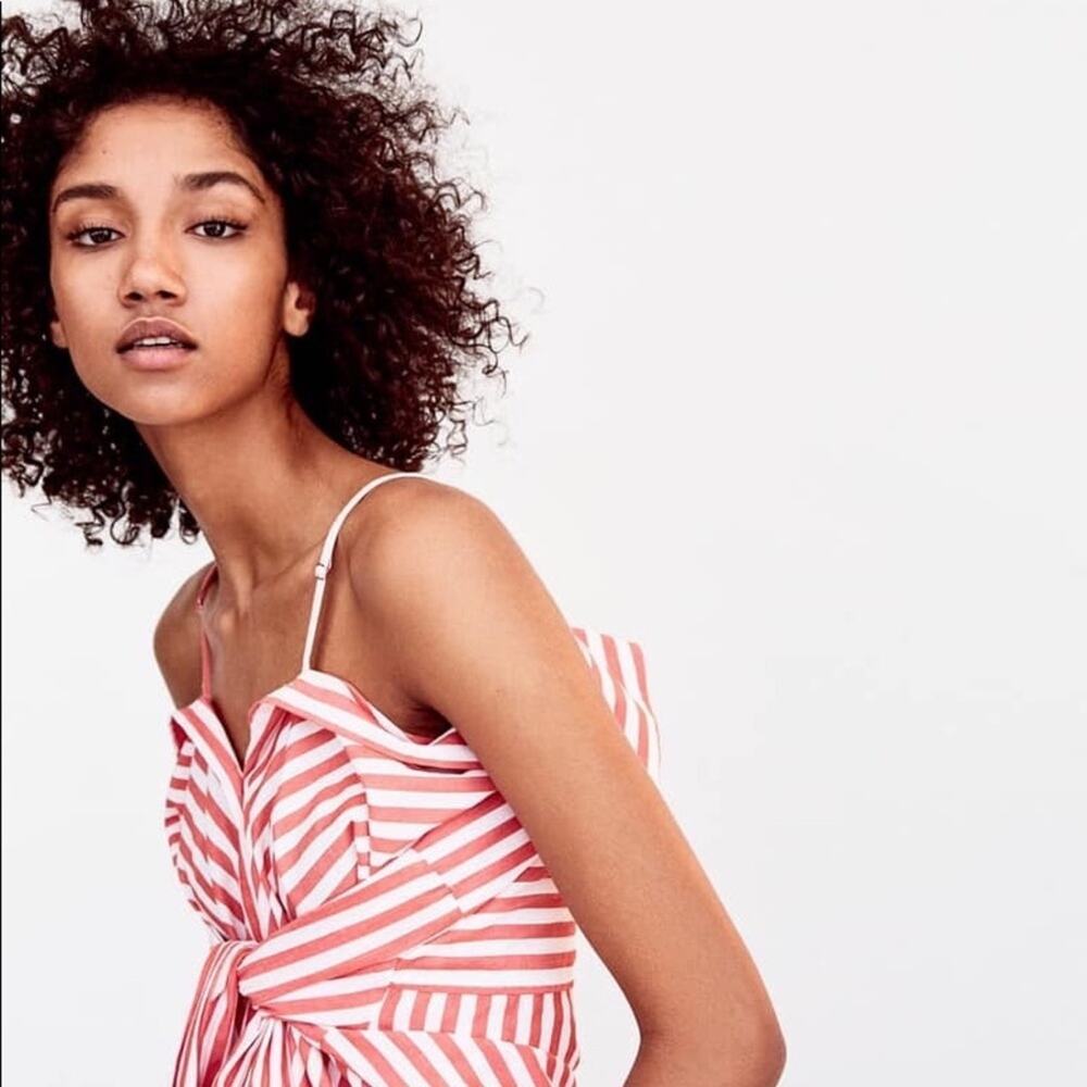 Zara Woman Orange Stripe Top Off Shoulder Button Front Blogger XS